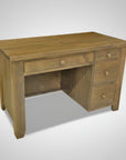 Wooden desk with drawers on a white background