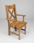 Wooden chair with armrests on a white background