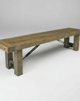 A wooden bench with a turnbuckle accent, made of Canadian solid wood, with a natural wood finish.
