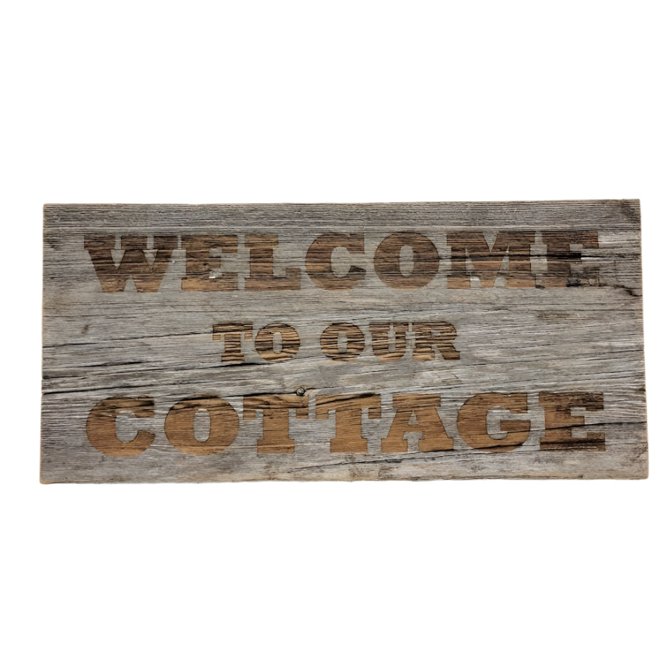 Wooden Welcome to our Cottage sign