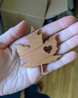 Maple Leaf Heart Canada Wood Ornament - Made in Canada