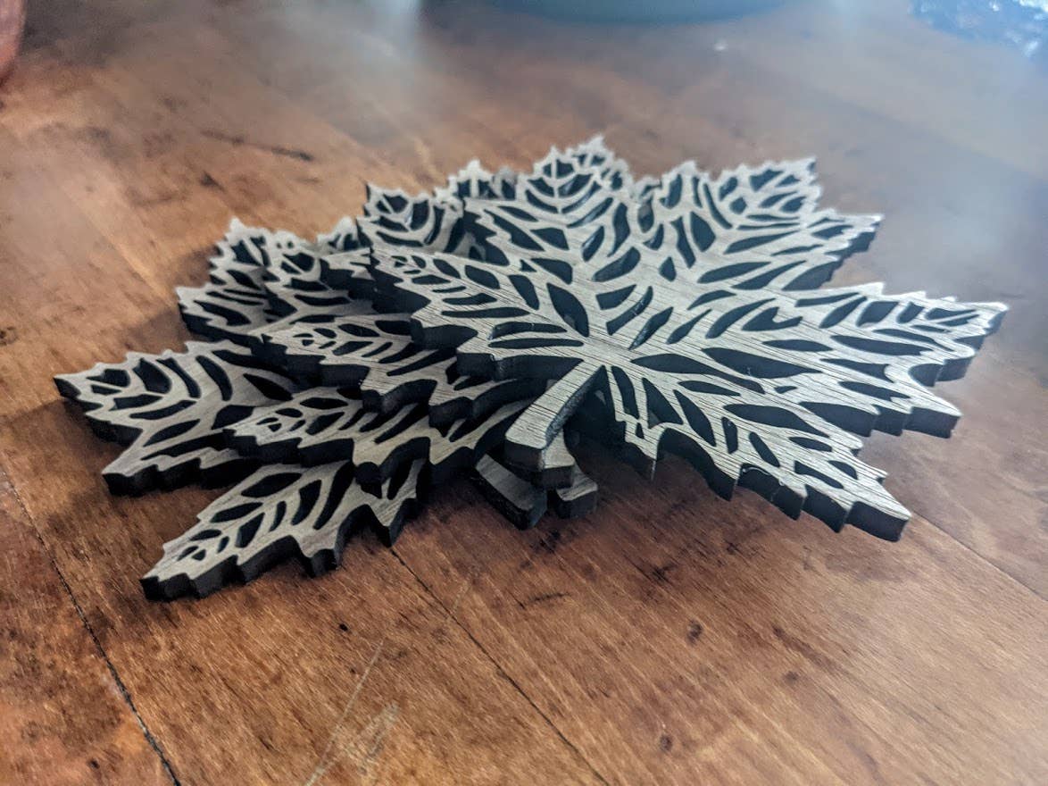 Maple Leaf Coasters (Set of 4)- Cut Wood (Maple, Walnut, Cherry)