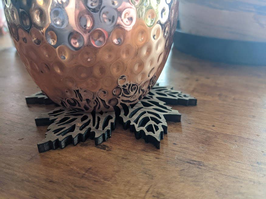 Maple Leaf Coasters (Set of 4)- Cut Wood (Maple, Walnut, Cherry)