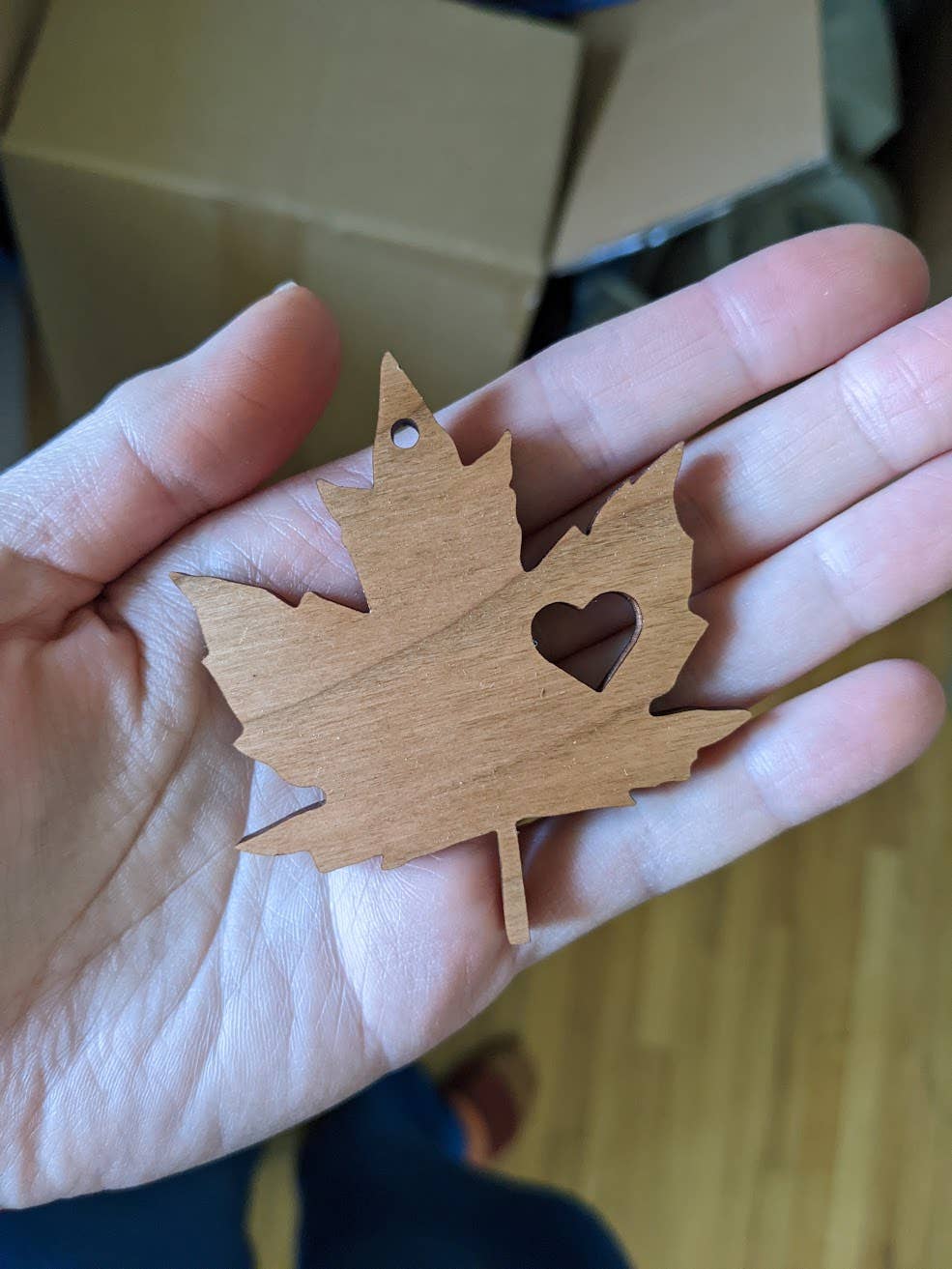 Wood Ornament - Maple Leaf Heart