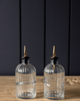 Olive Oil & Vinegar Glass Scallop Fluted Bottles