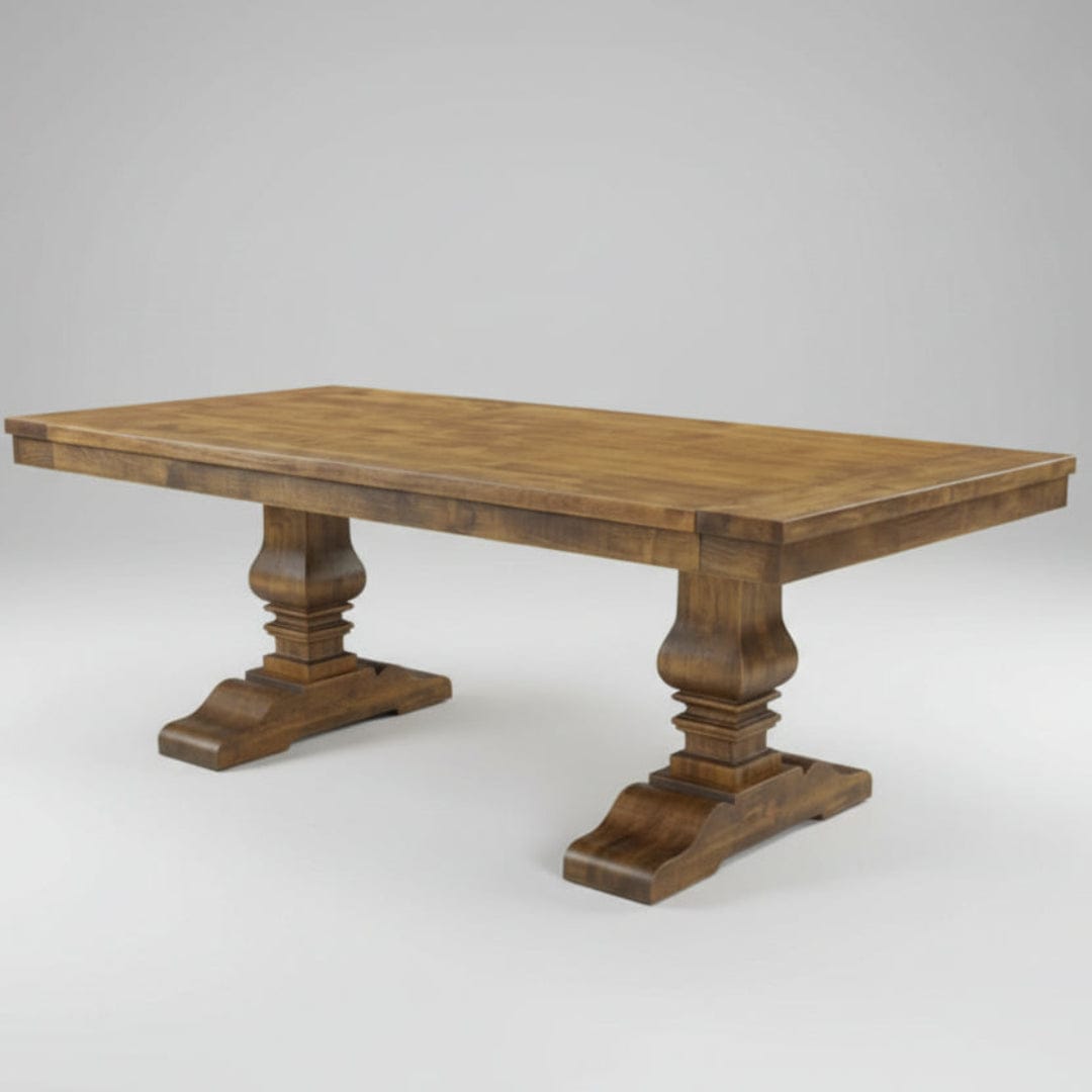 Wooden table with a rustic design on a white background