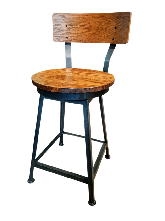 Iron Works Swivel Stool with back