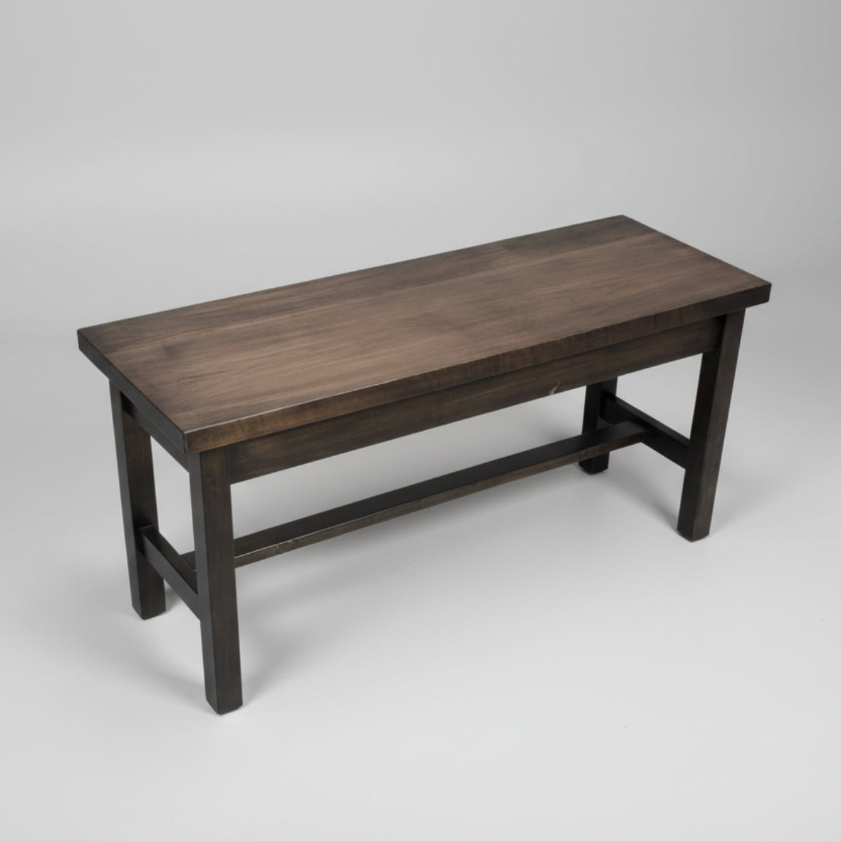 A simple, solid wood bench with a smooth texture finish, supportive and stylish design, suitable for various lengths.