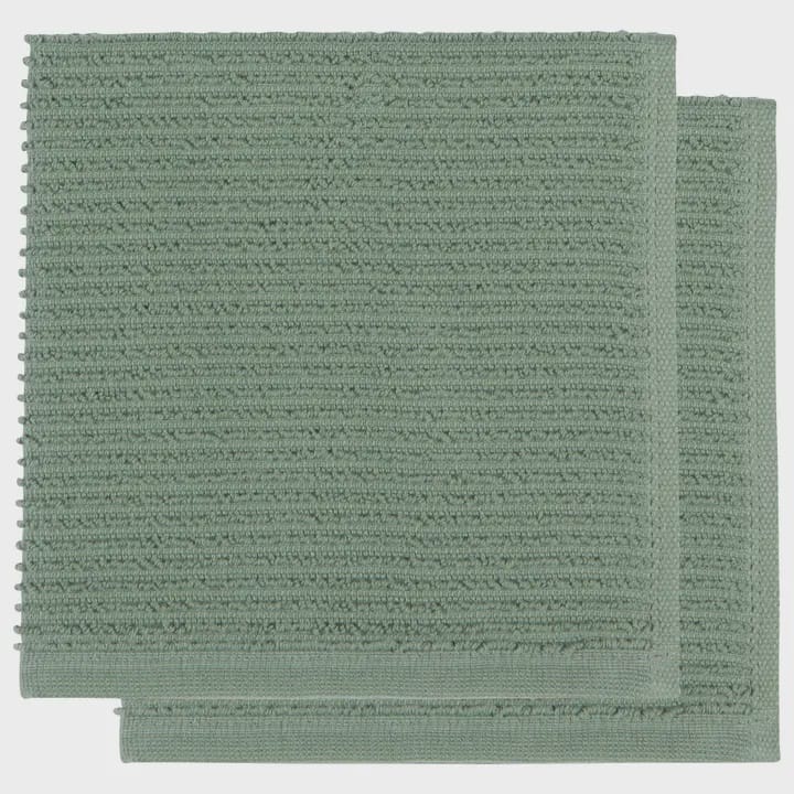 Two sage green 100% cotton dishcloths. Set of 2 dishcloths