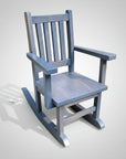 Gray wooden rocking chair in a white background