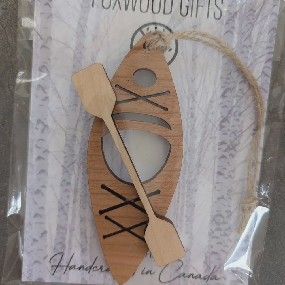 Wood Kayak Christmas Ornament