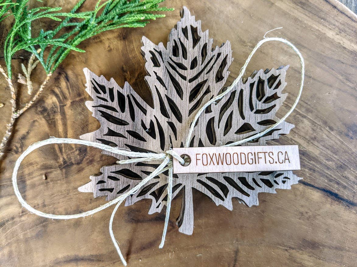 Maple Leaf Coasters (Set of 4)- Cut Wood (Maple, Walnut, Cherry)