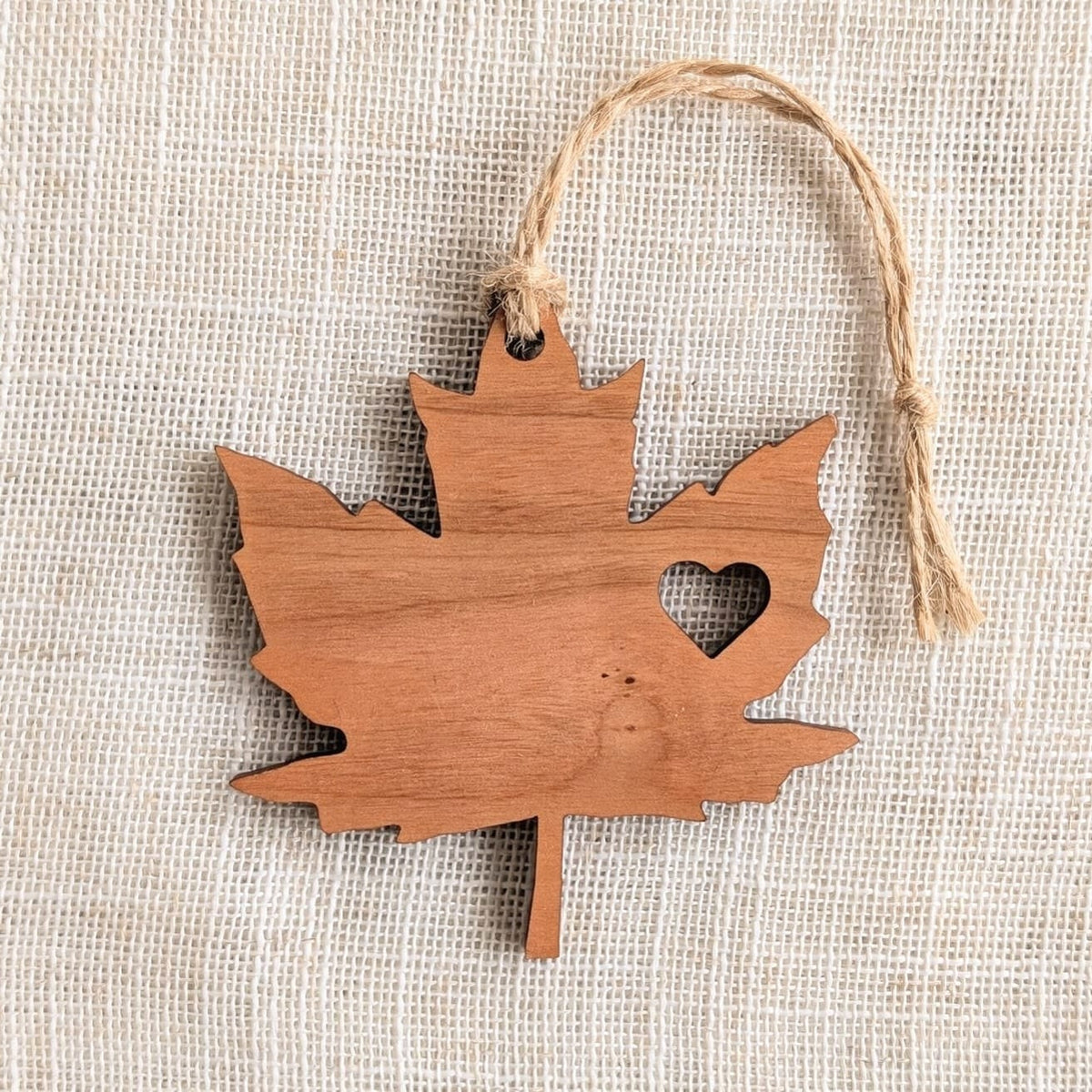 Wood Ornament - Maple Leaf Heart