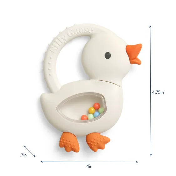 Silicone Teether with Rattle - Goose