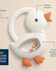 Silicone Teether with Rattle - Goose
