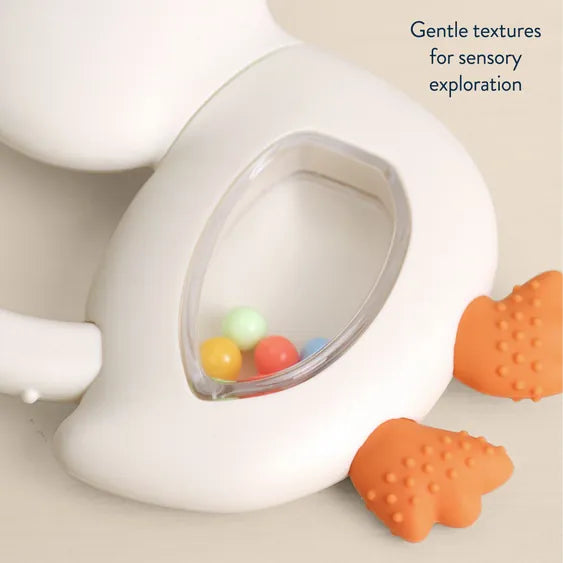 Silicone Teether with Rattle - Goose