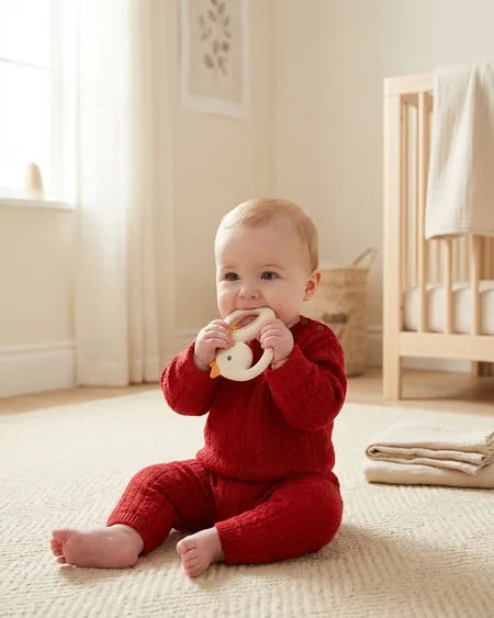 Silicone Teether with Rattle - Goose