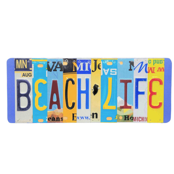 Beach Life License Plate Sign - Reclaimed
