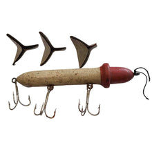 Load image into Gallery viewer, Wooden Fishing Lure - Red &amp; White
