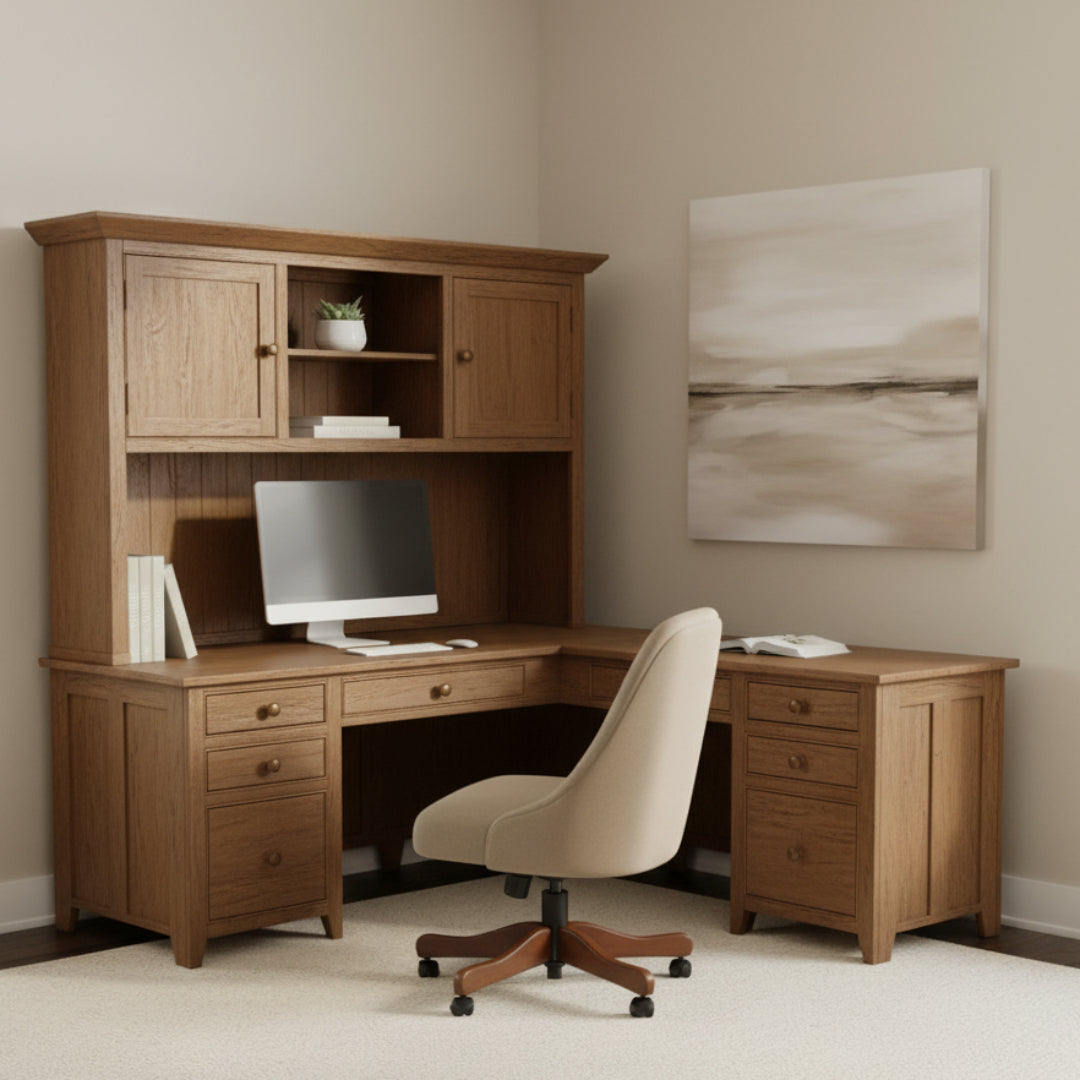 A Series Office Corner Desk with a Hutch