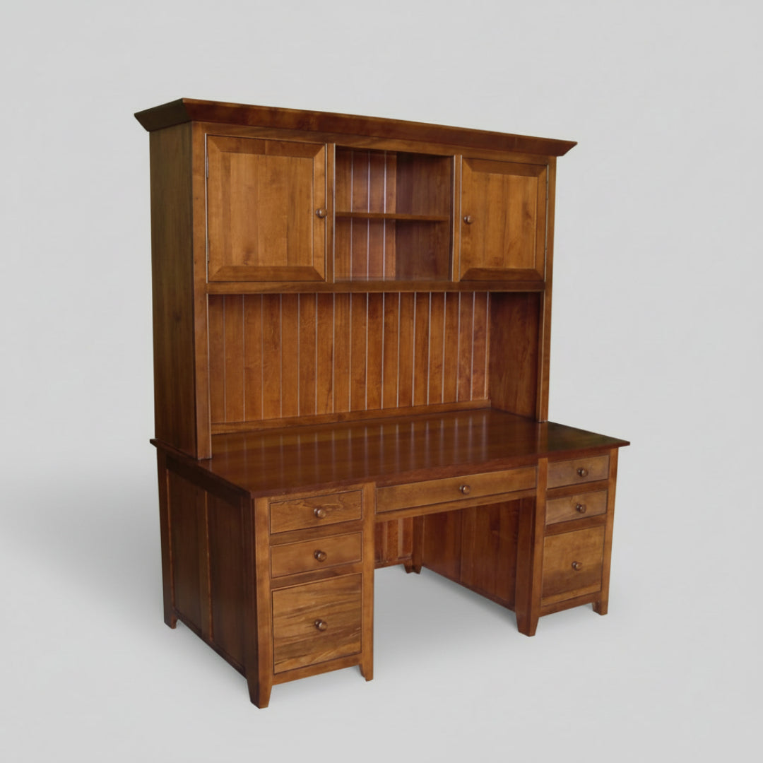 A Series Office Desk with drawers on each side and a hutch