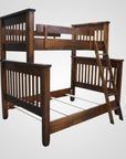 A wooden Dakota Slat Bunk Bed with a ladder attached to the side, showcasing a sturdy build and a dark wood finish.