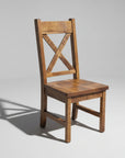 A Klondike chair made of solid wood with a crossback design and a flat seat.