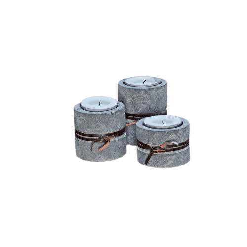 Set of 3 Candleholders - Leather