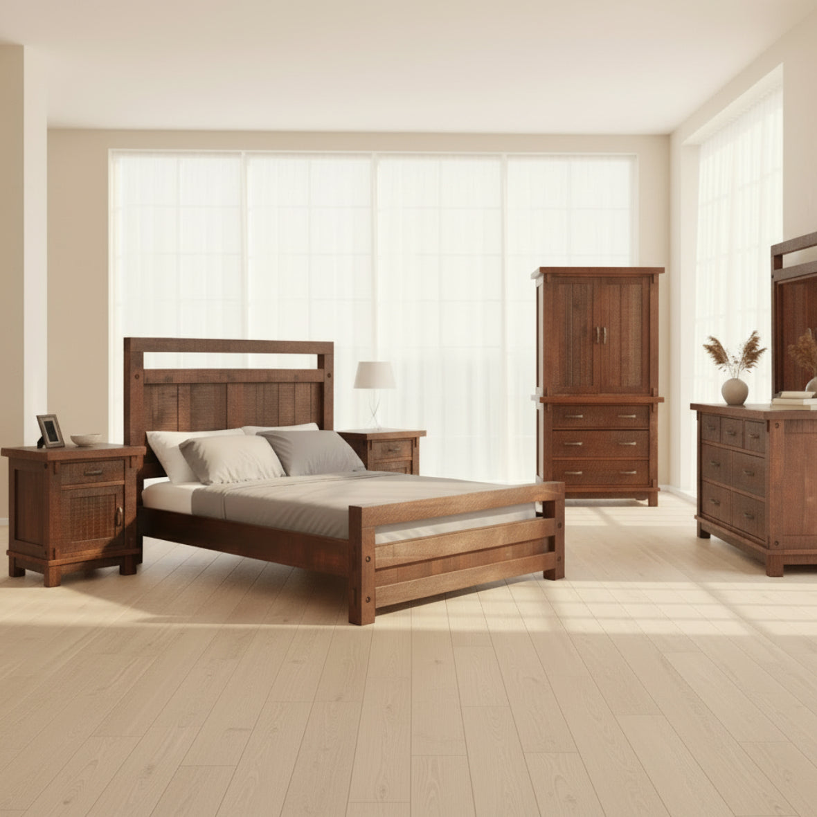 Timber Bed with complete bedroom set