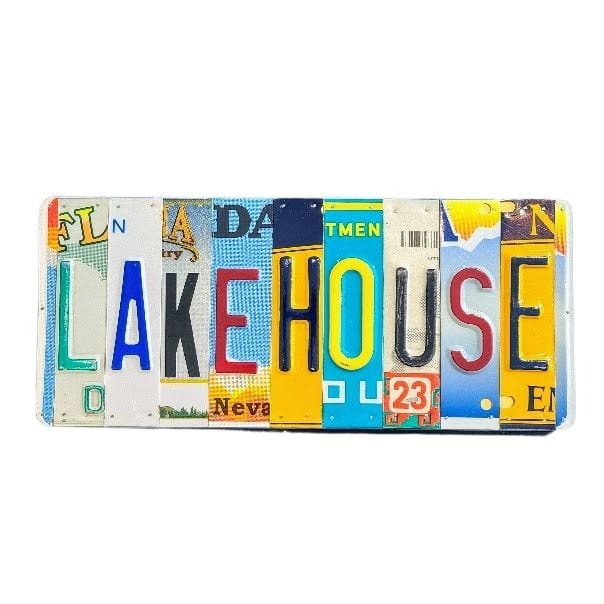 Lakehouse License Plate Sign - Reclaimed